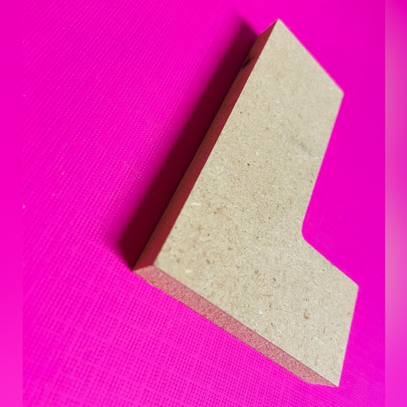 New. Block chunky wooden letter “L”. Natural tan wood color. - Picture 2 of 4